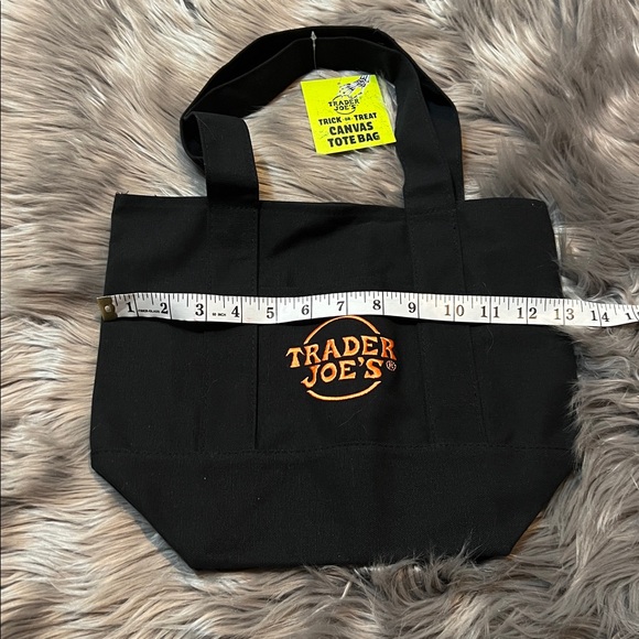 NWT🖤🧡Black & orange Trader Joe's Mini Canvas Tote Bag - Picture 7 of 15